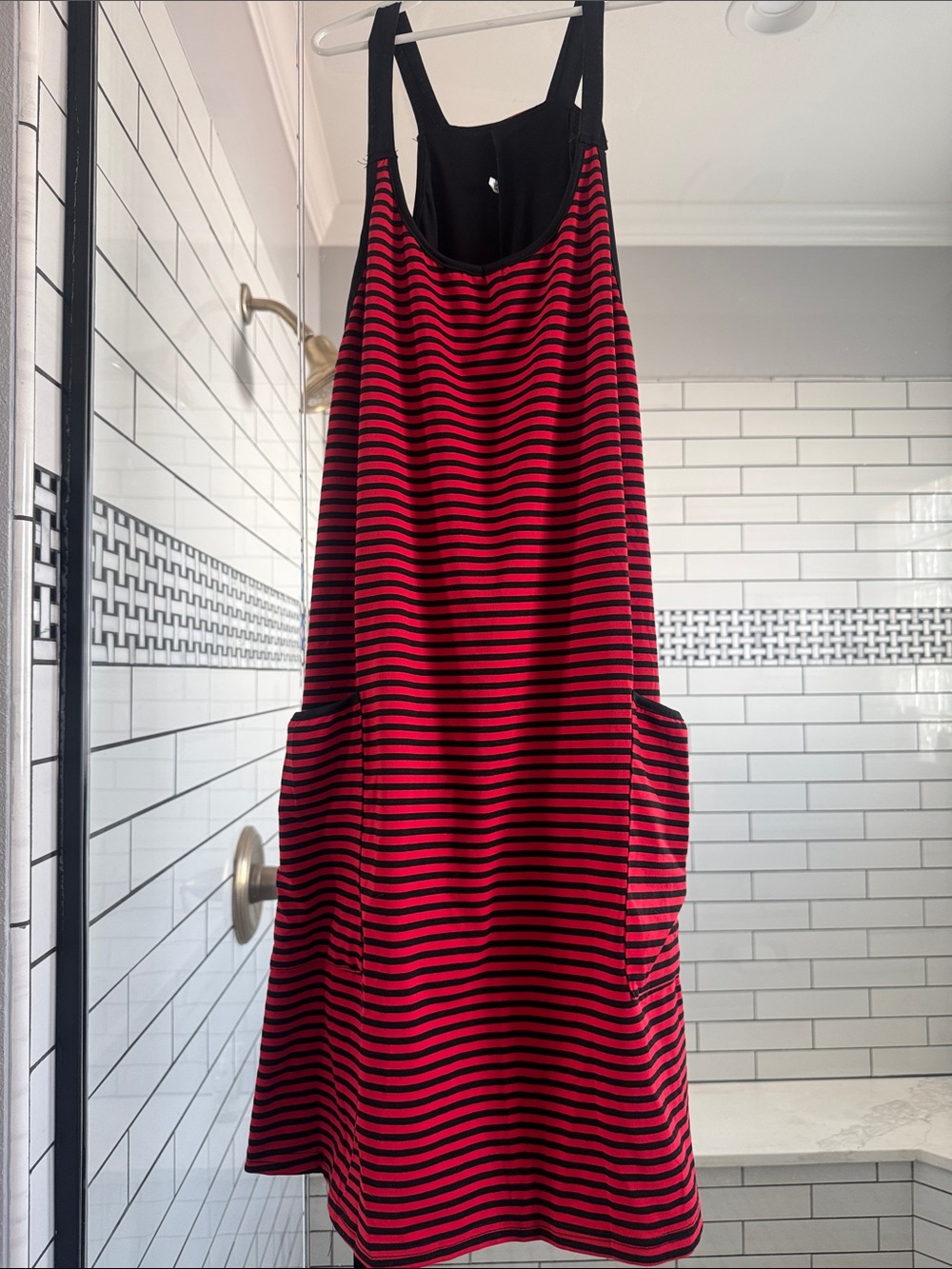 Red and Black Striped Women's athletic Dress with built in shorts